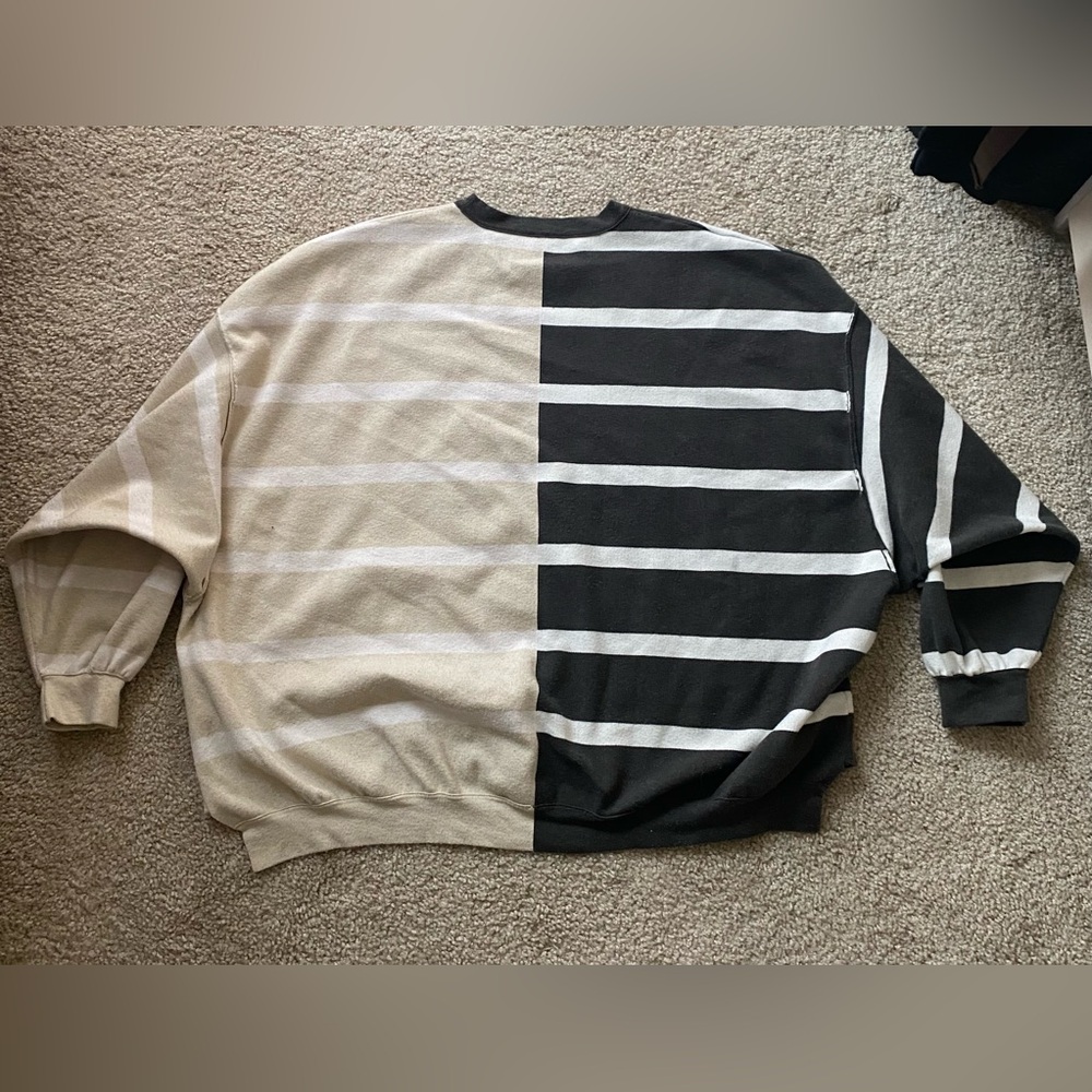 Free People Uptown Stripe Crewneck Pullover Sweater Oatmeal Combo Small - Picture 5 of 11